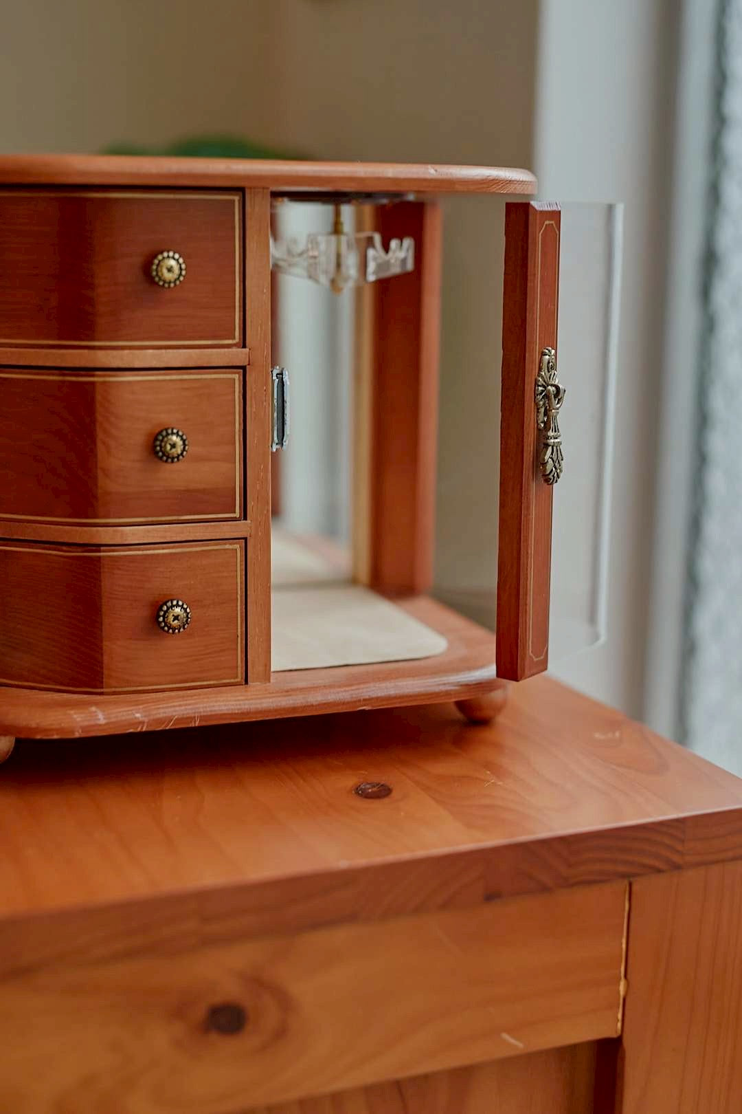 Wood jewelry cabinet