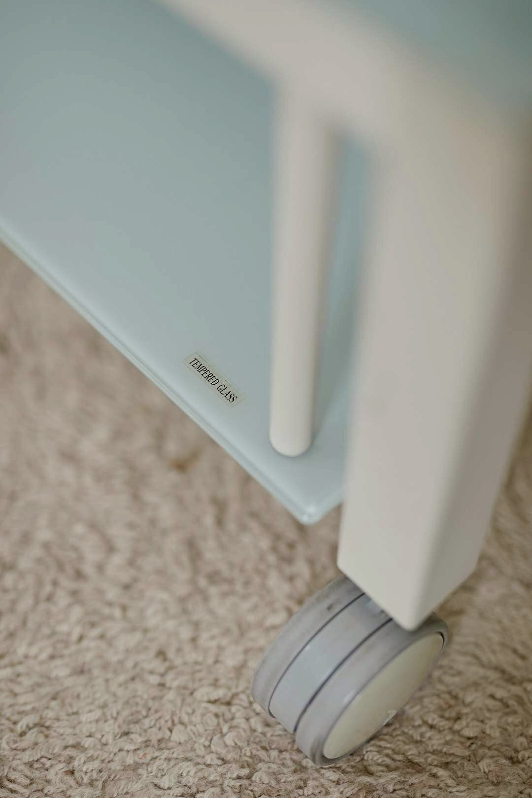 White glass tier lowboard