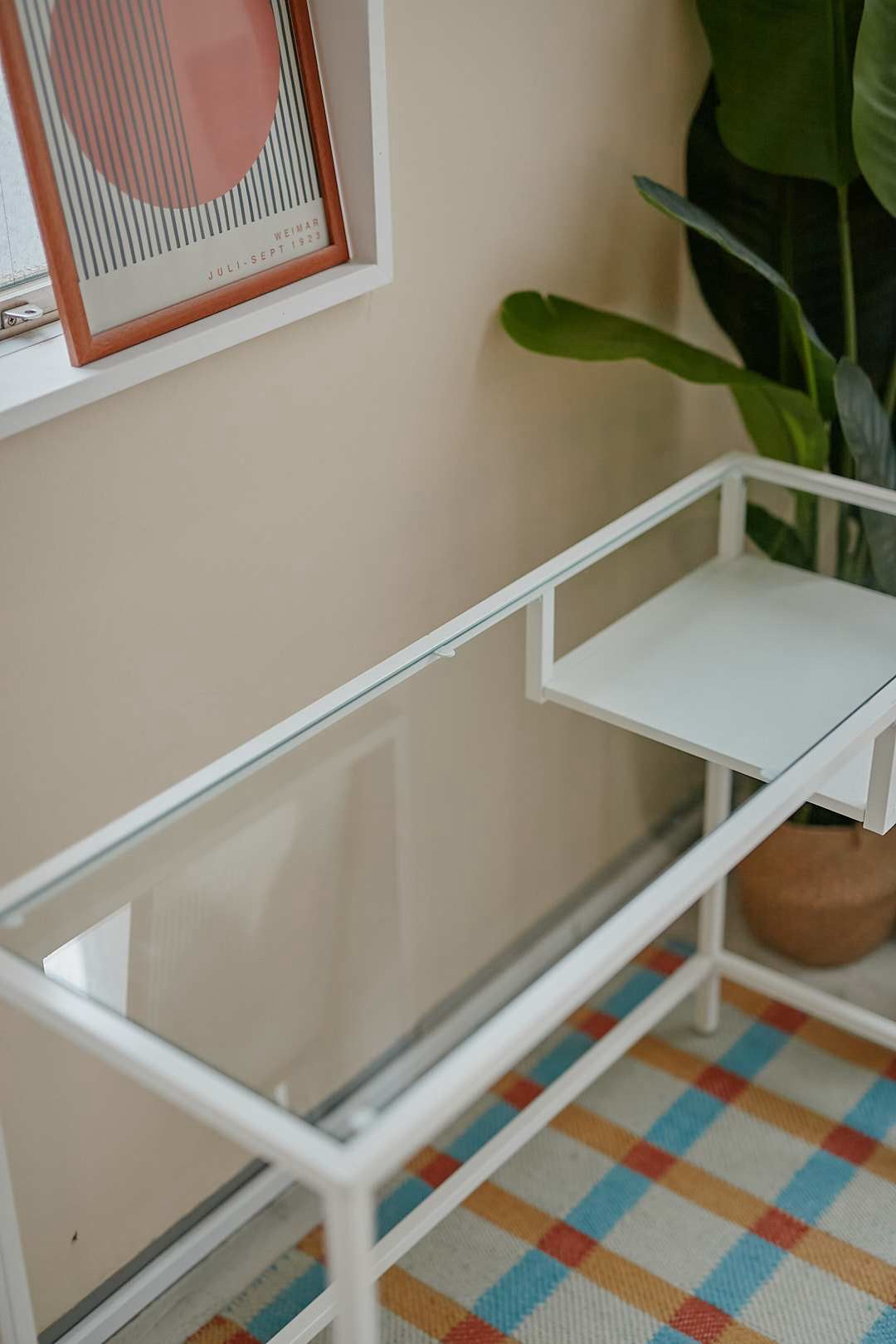 White Frame Glass Desk