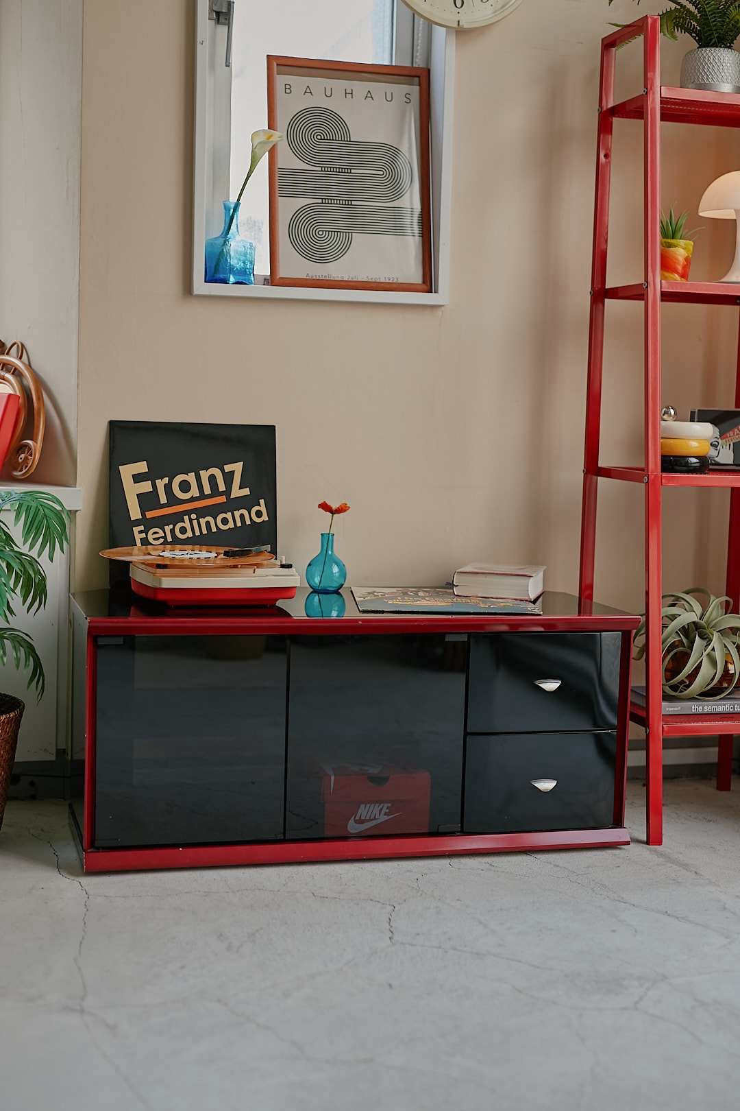 Black & Red Glass Cabinet
