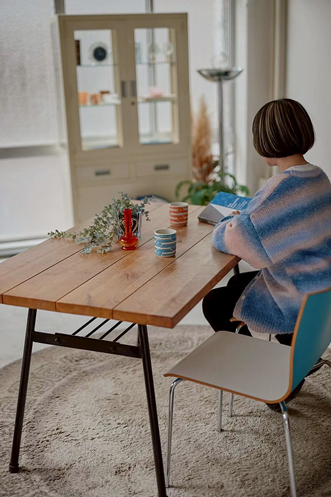 Natural wood dining table