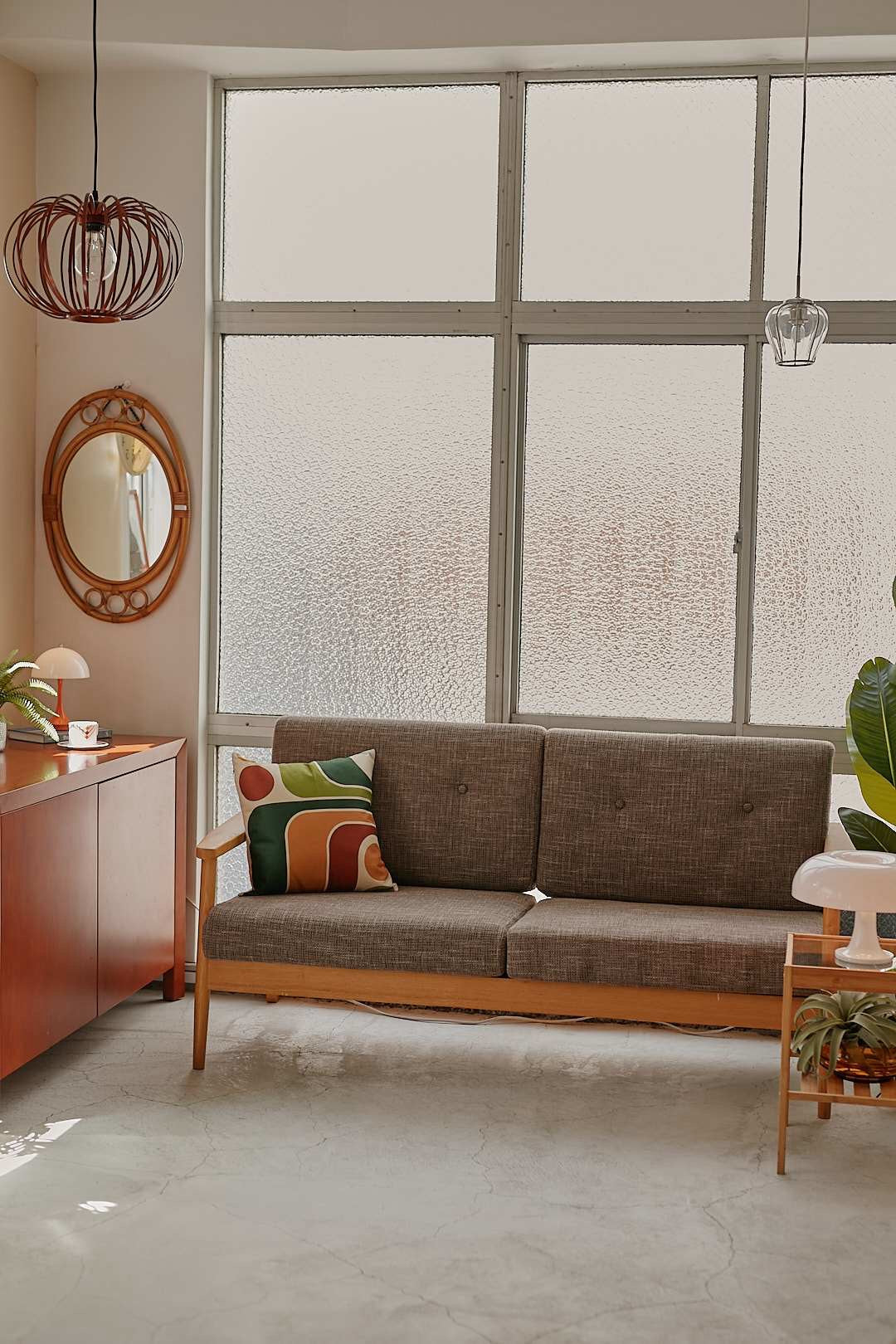 Brown Fabric Oak Flame Sofa