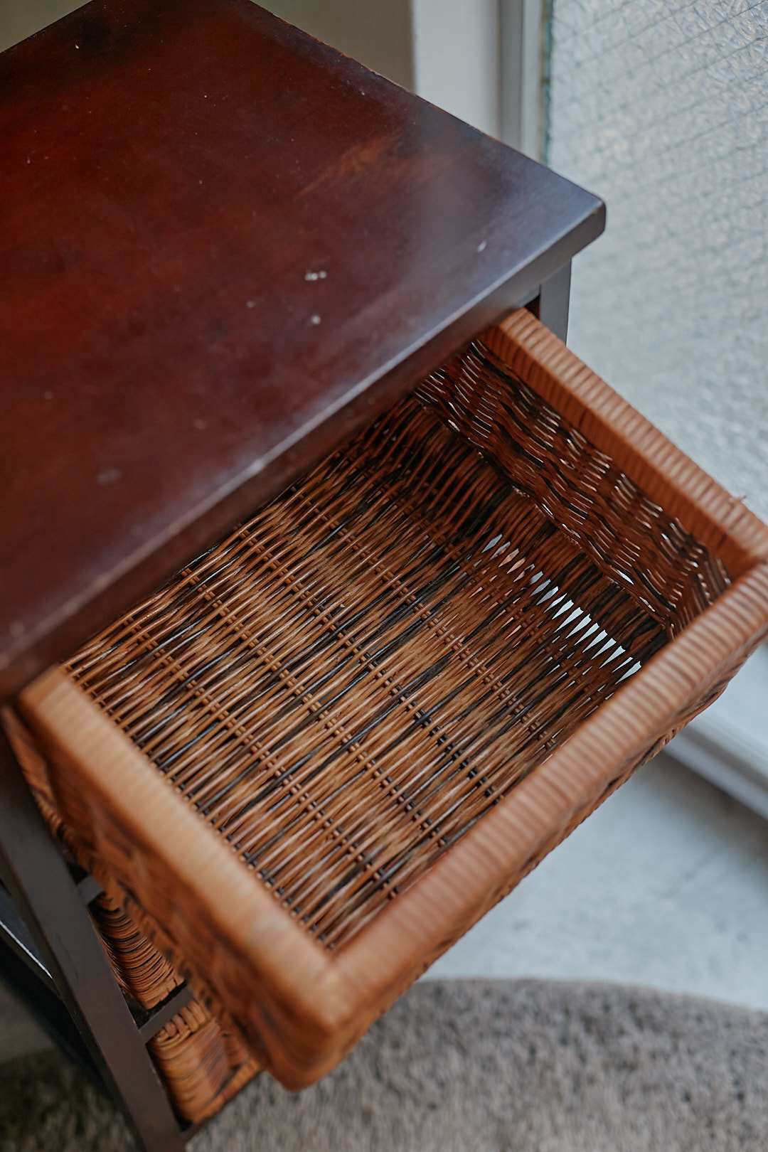 Brown Rattan Side Cabinet