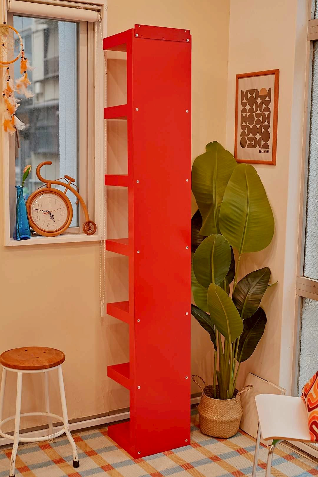 Red Step Display Shelf