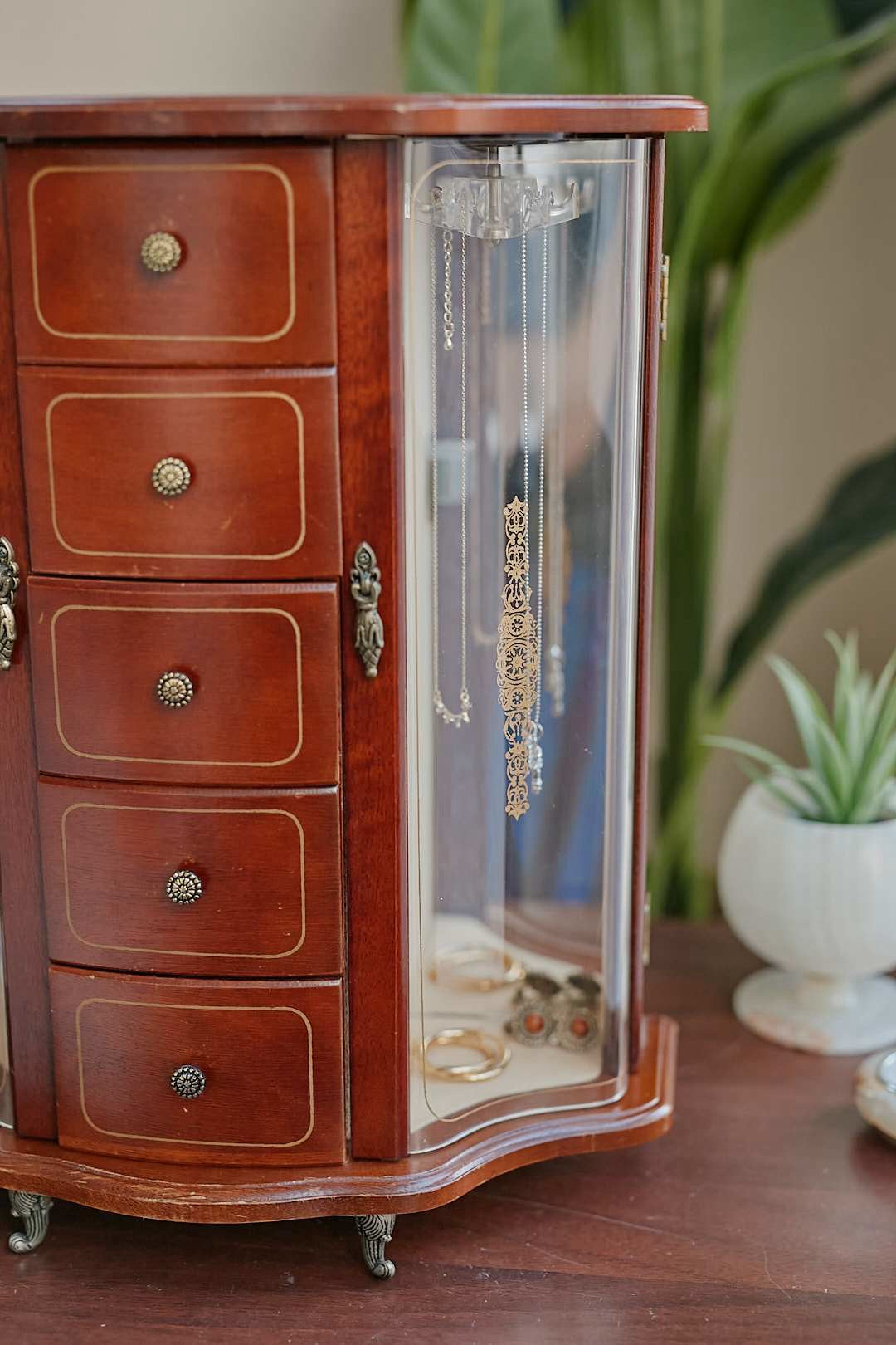 Double Glass Jewelry Cabinet
