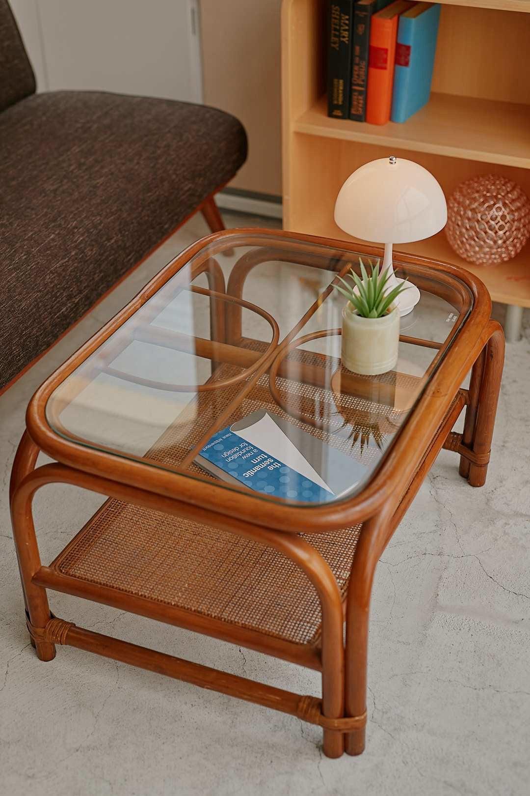 Rattan GlassTop Center Table