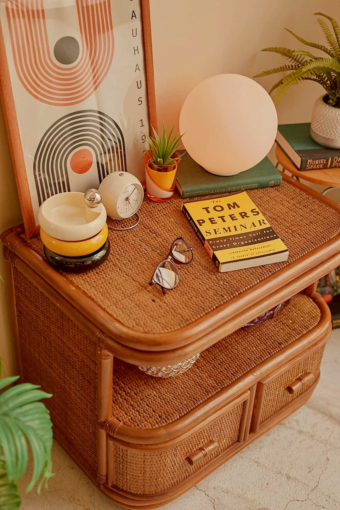Rattan low cabinet