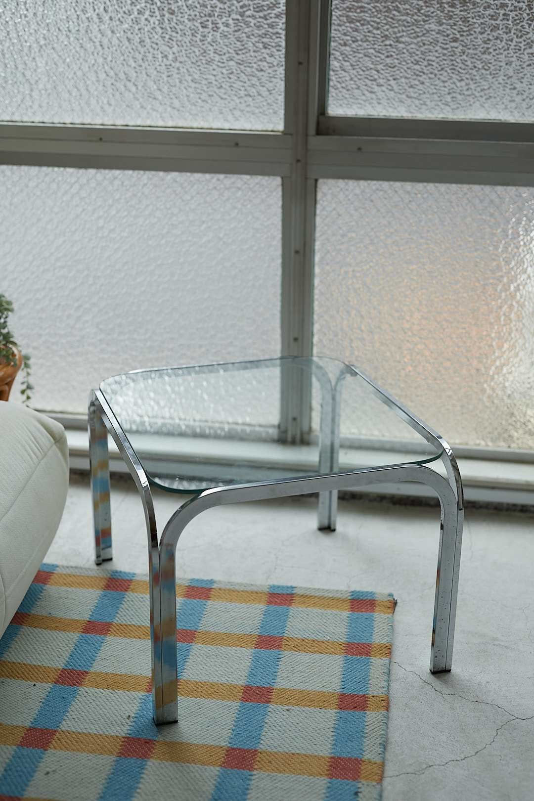 Chrome Frame Glass Side Table