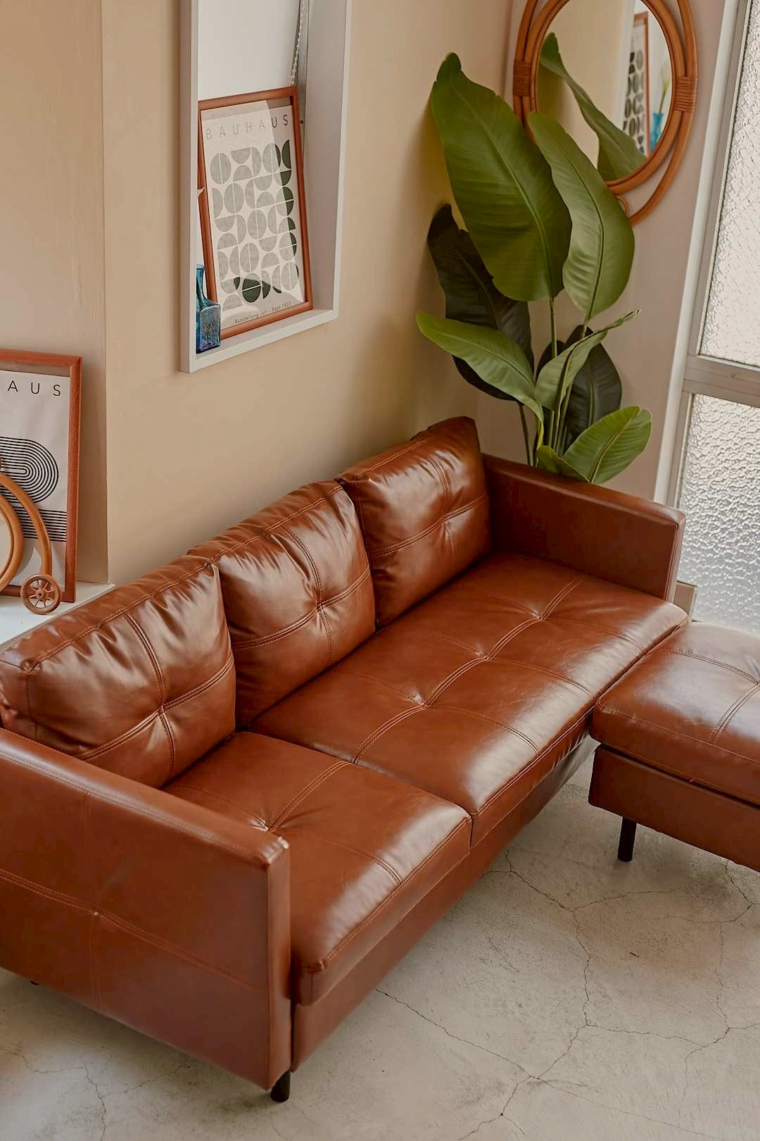 BrownLeather Ottoman Sofa