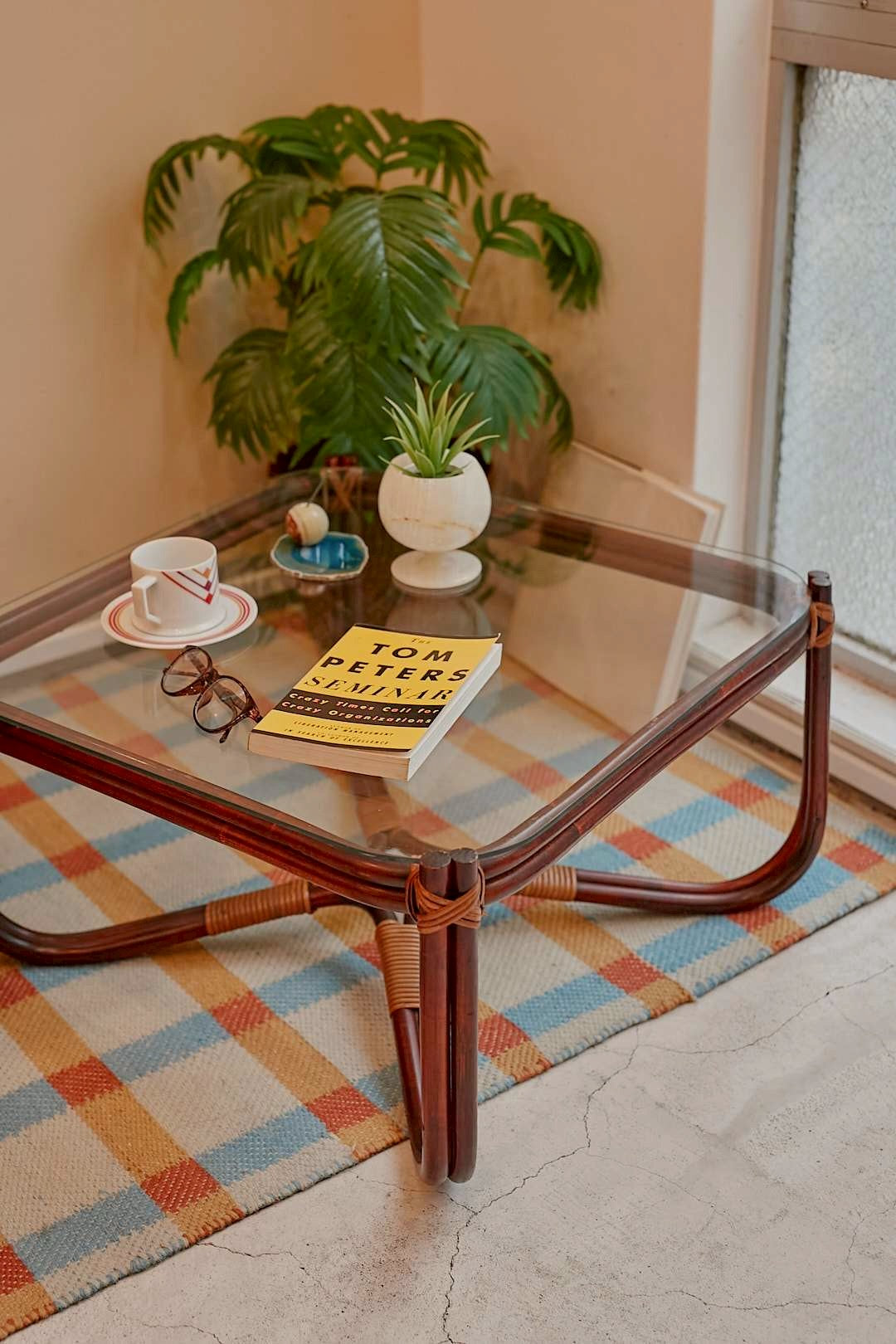 Arch Rattan Glass Table