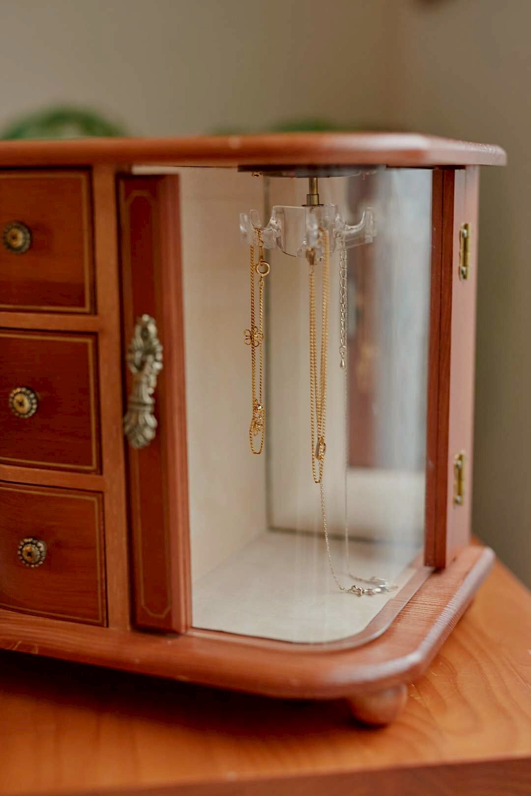 Wood jewelry cabinet