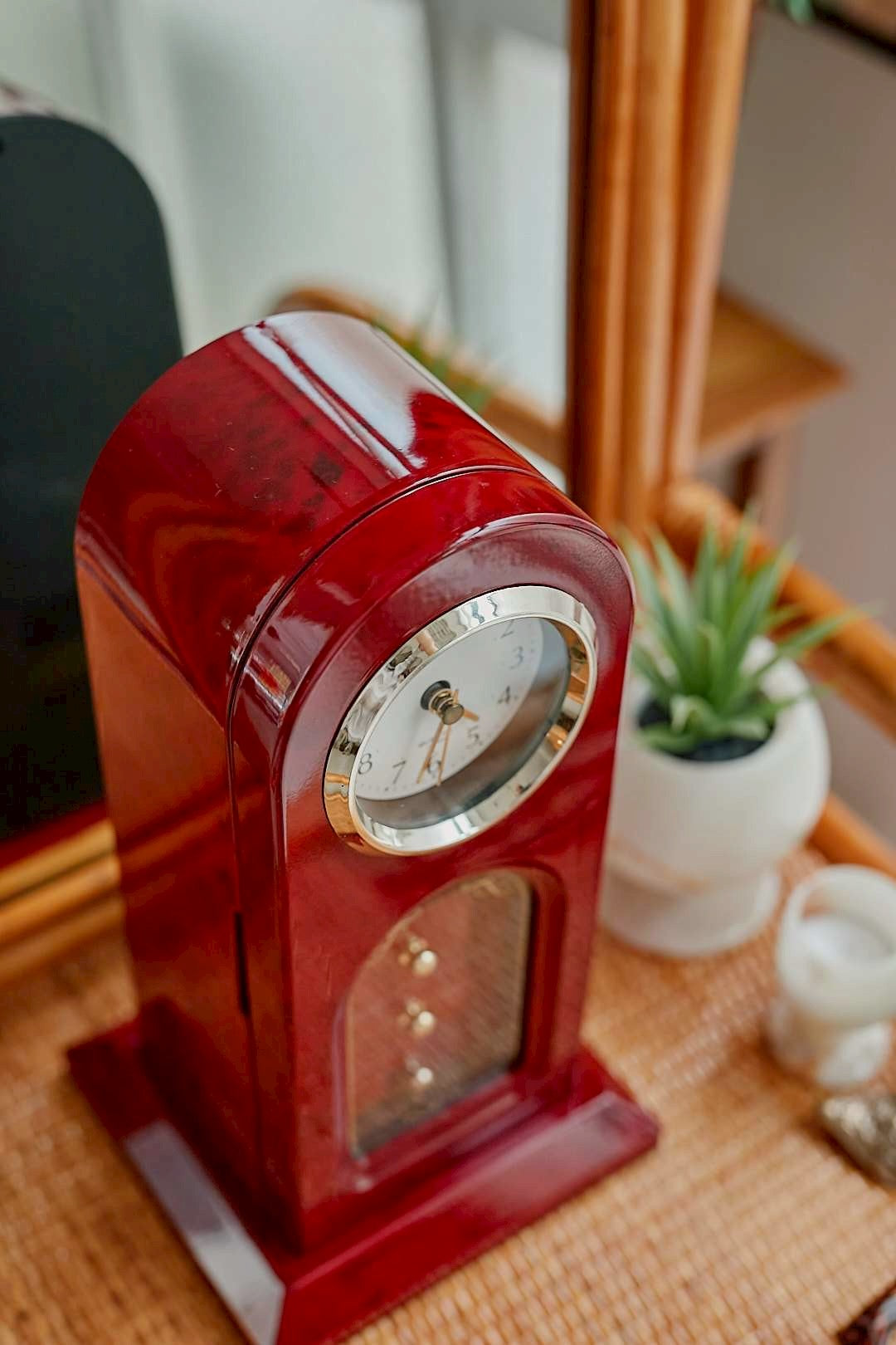 Wine Red Jewelry Clock Box