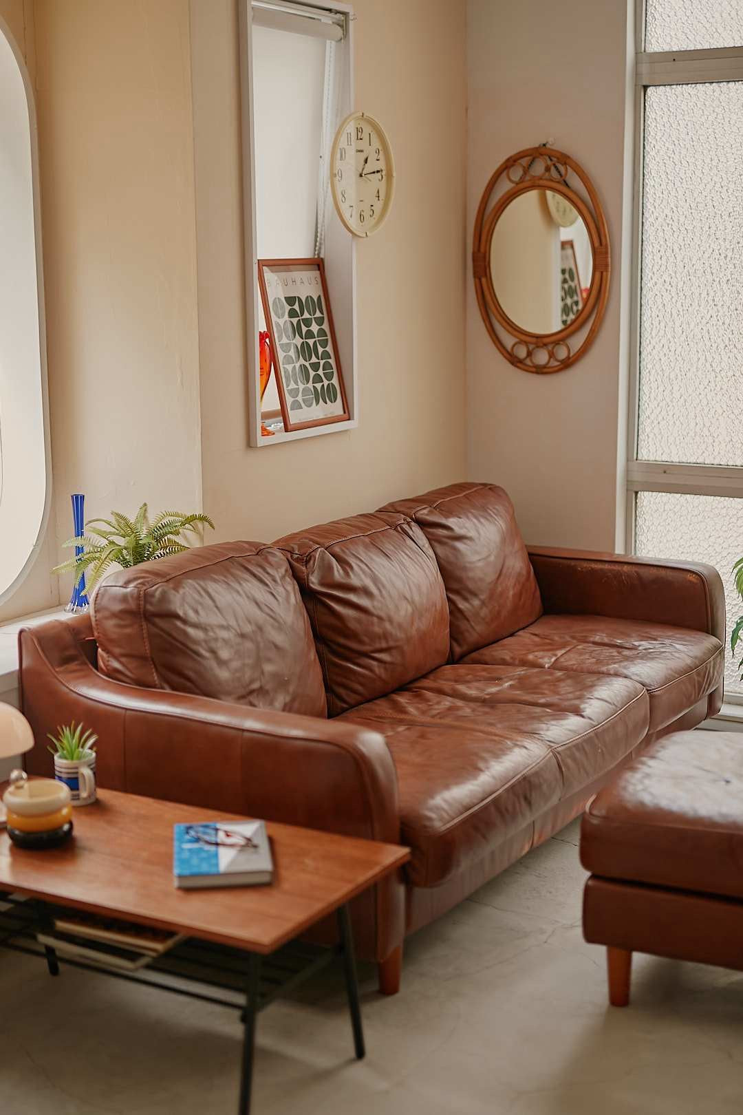 Cognac Vintage Leather Sofa