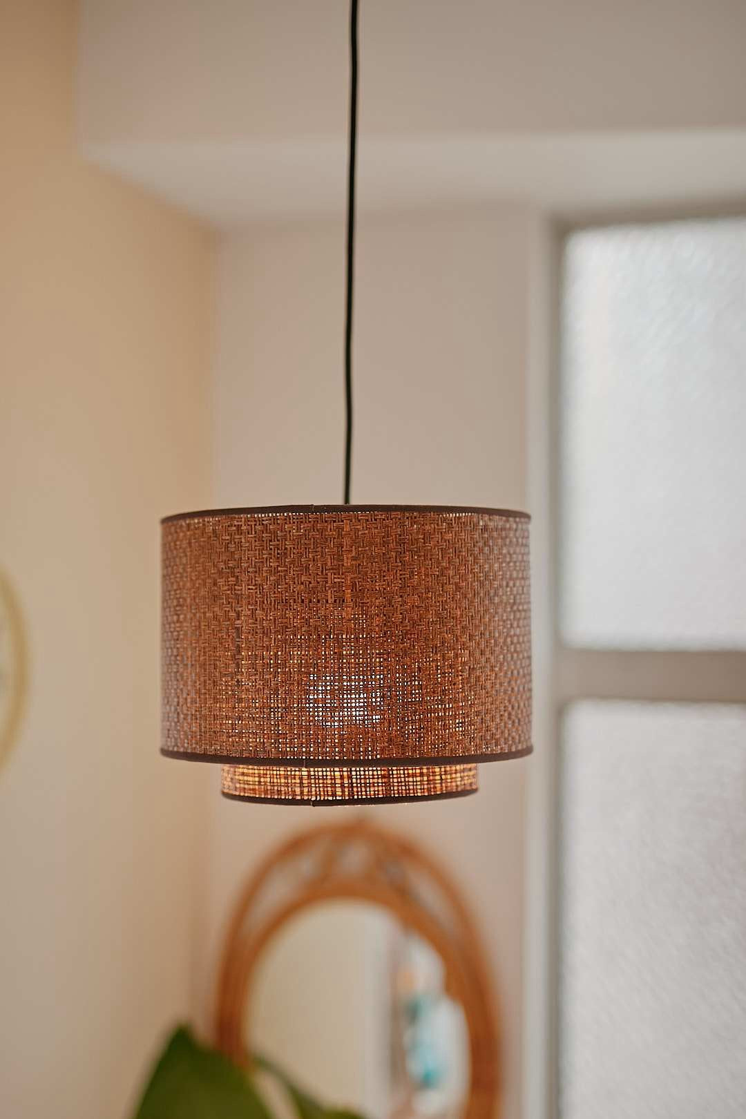 Double Rattan Pendant Light