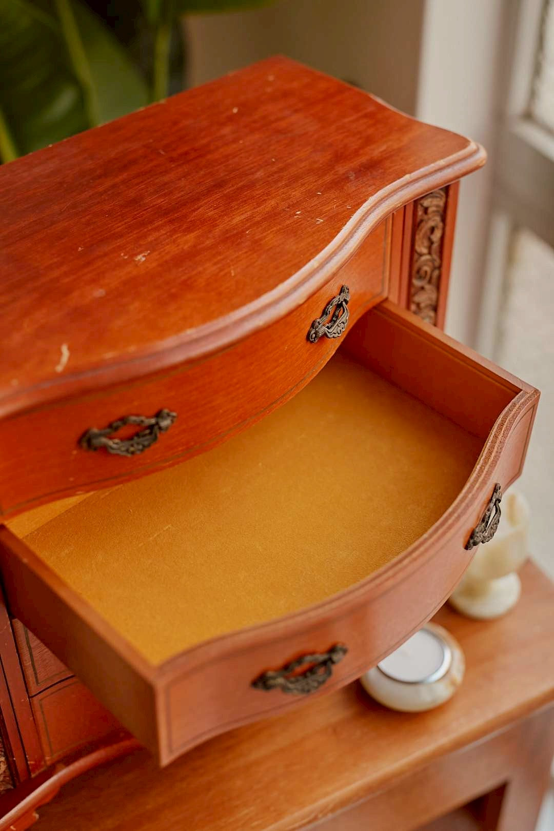 Wood Carved Jewelry Chest