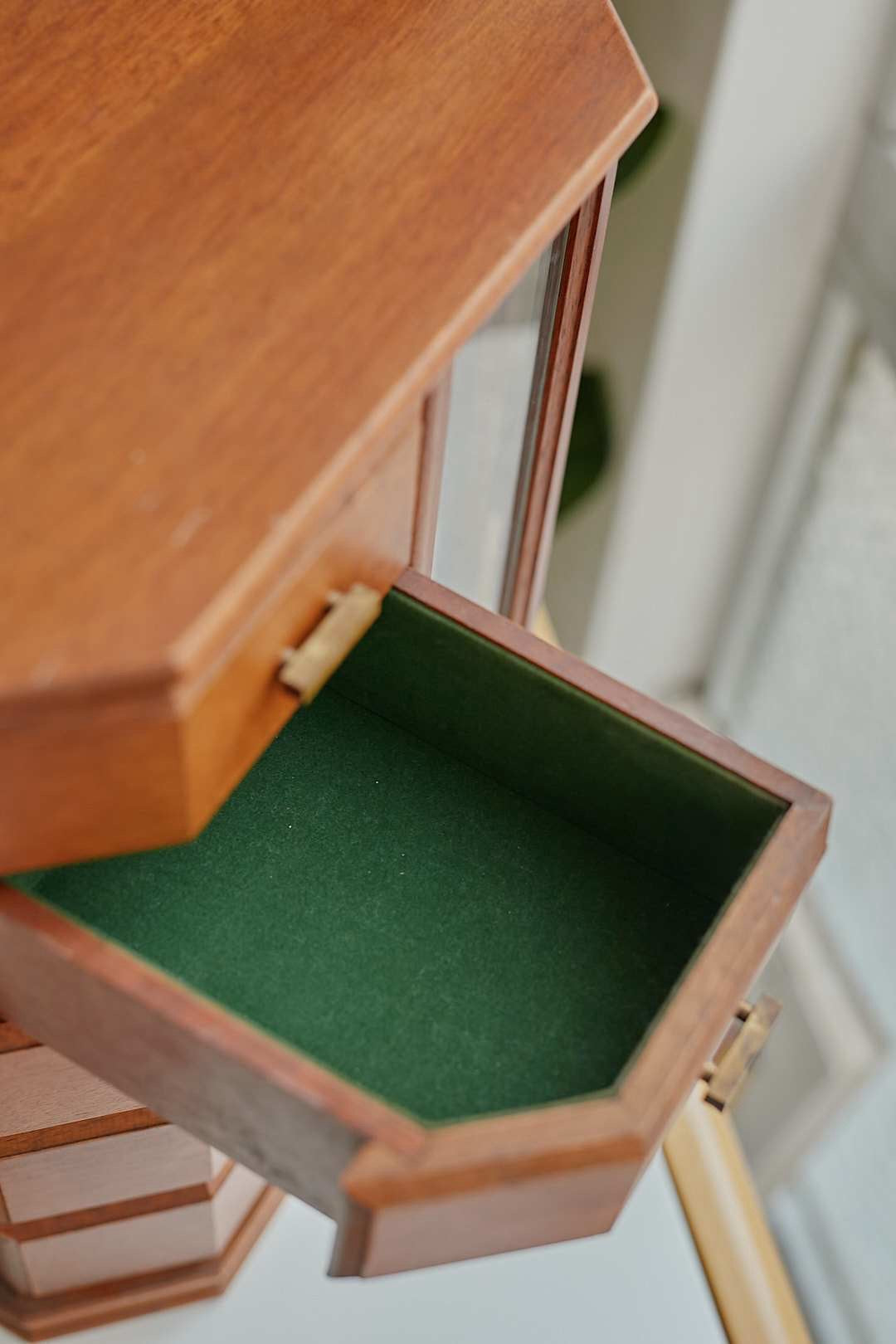 Glass door jewelry cabinet