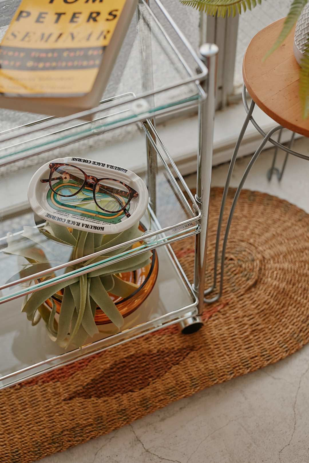 Glass shelf caster wagon