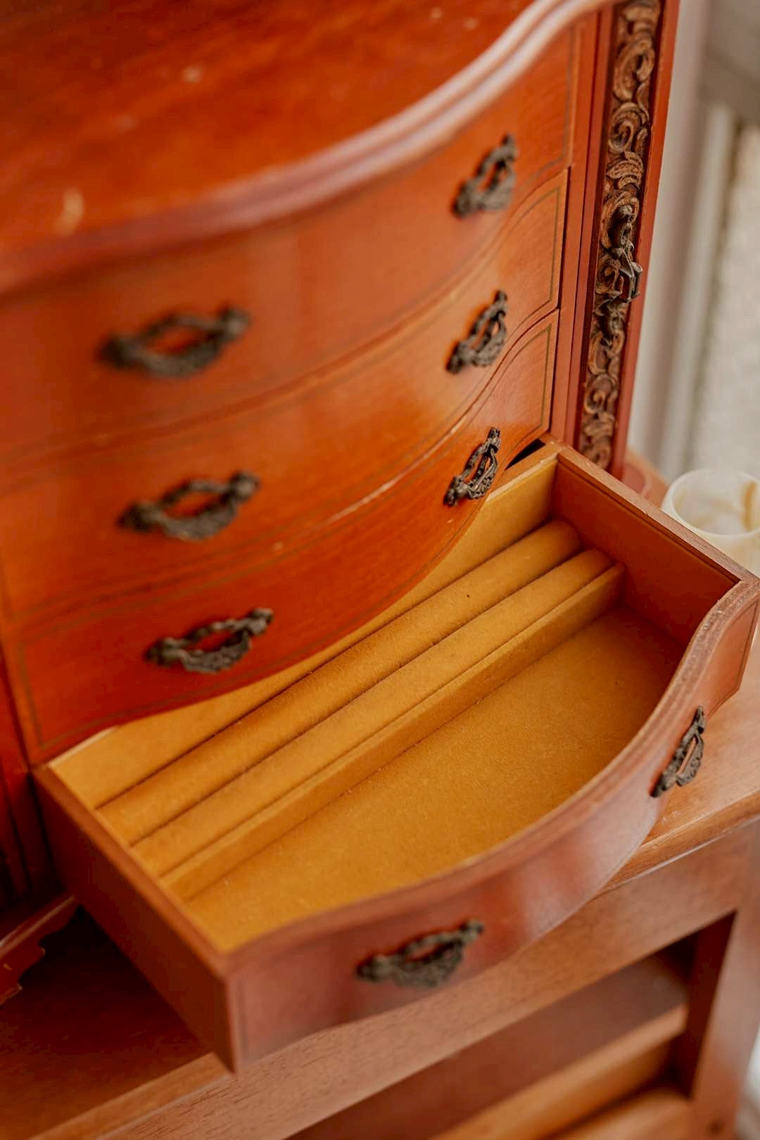 Wood Carved Jewelry Chest