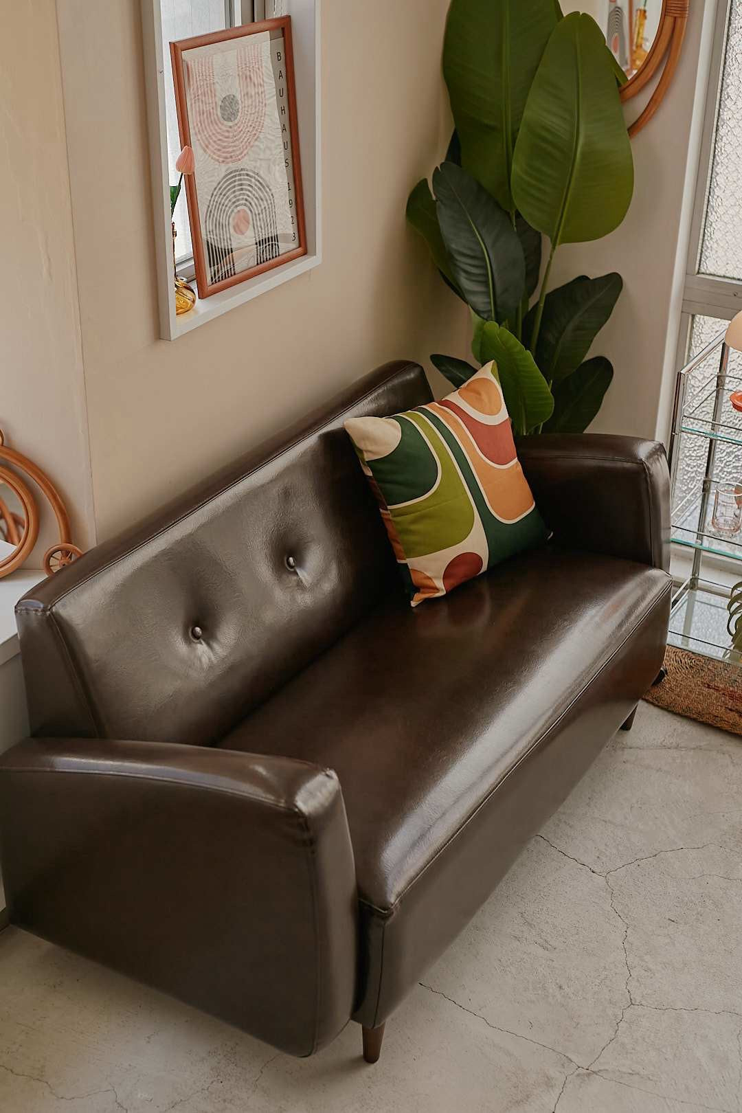 Dark Brown Retro Sofa