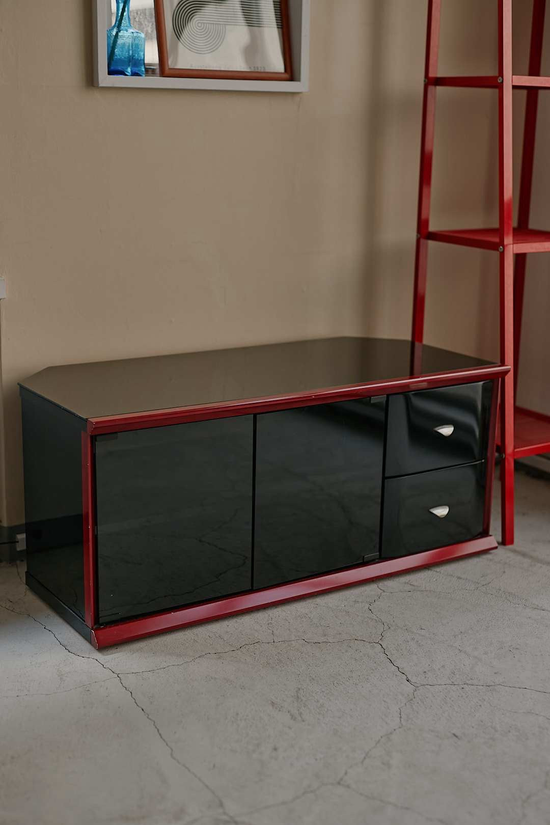 Black & Red Glass Cabinet