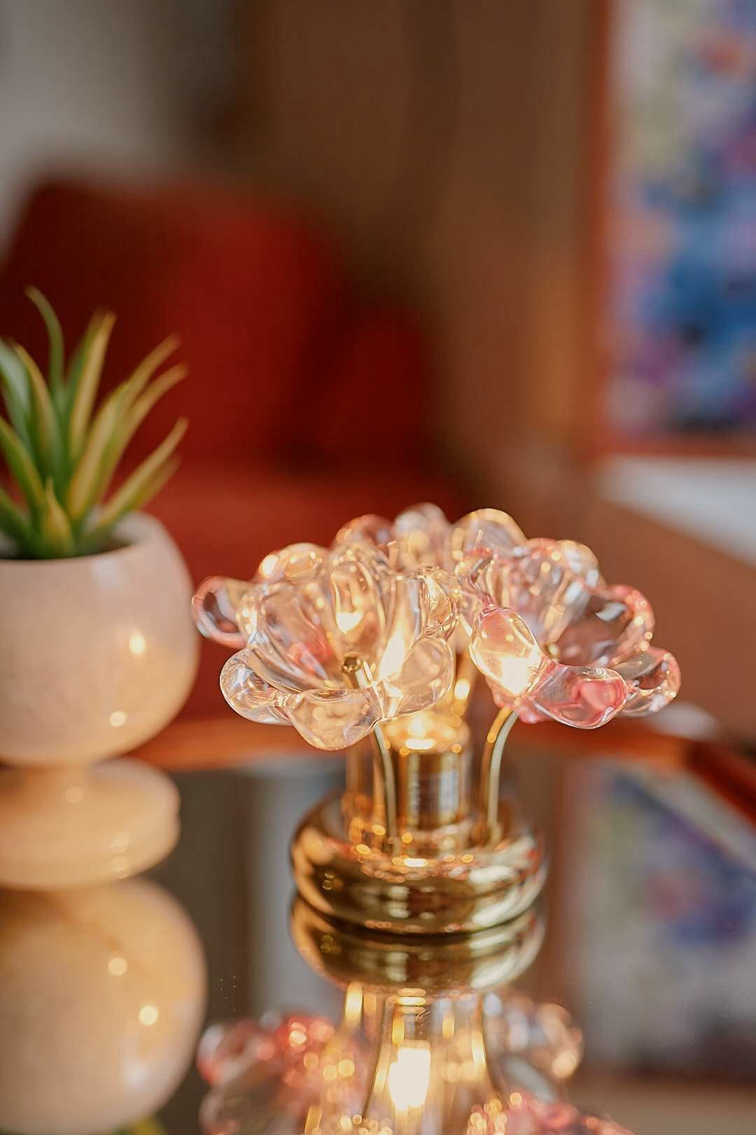HOYA Crystal フラワーガラスランプ