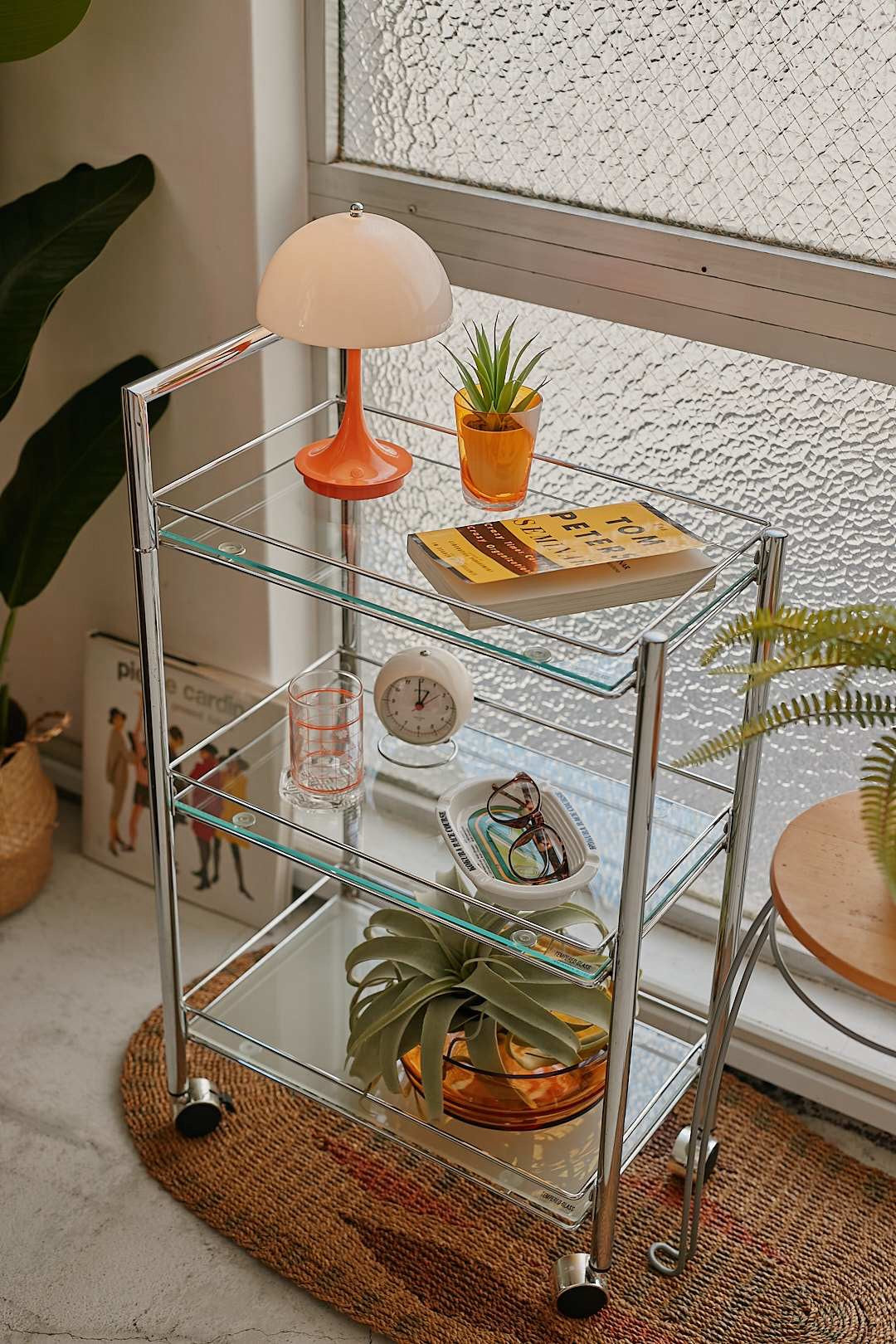 Glass shelf caster wagon