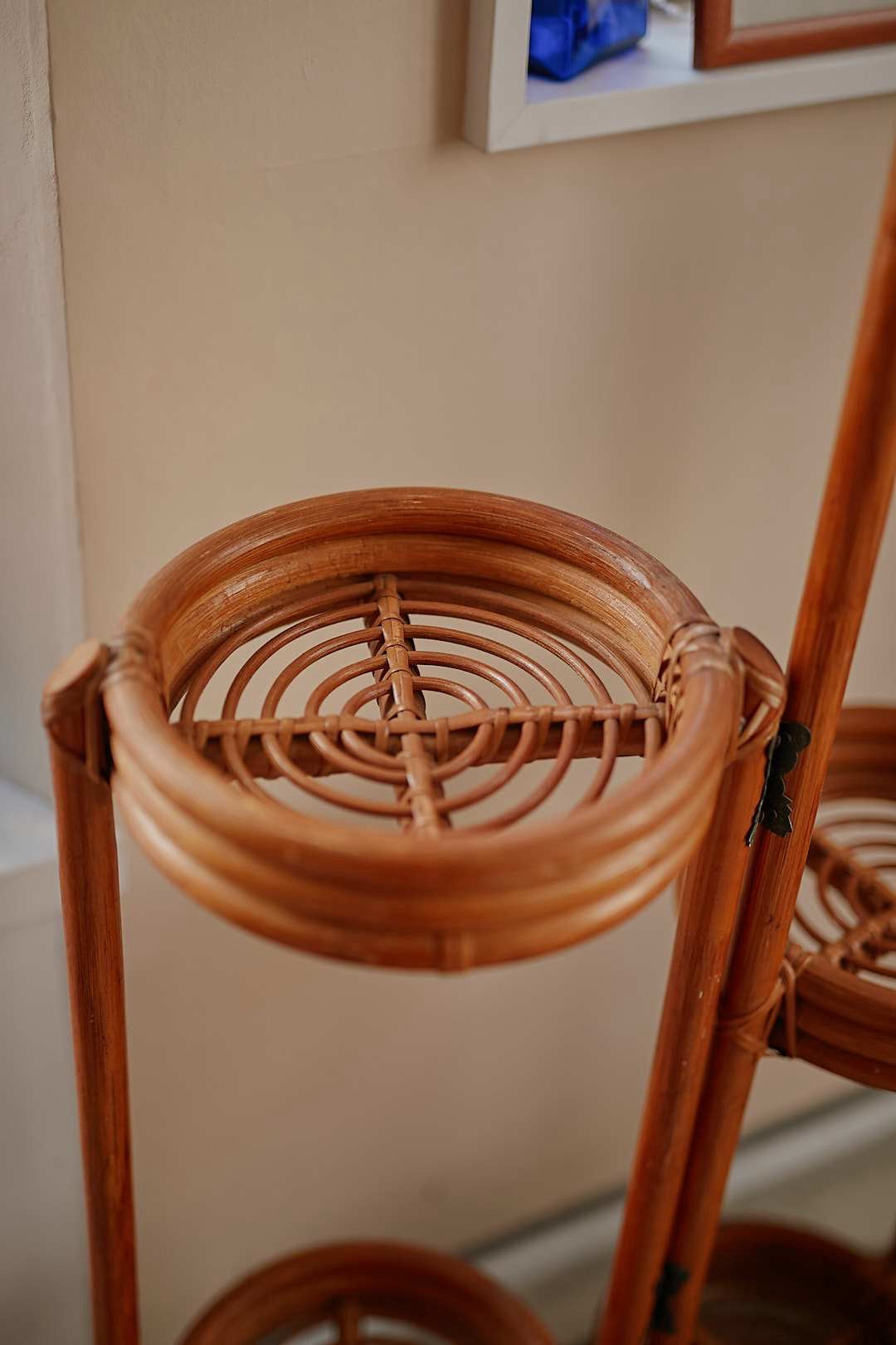 Folding Rattan Plant Stand