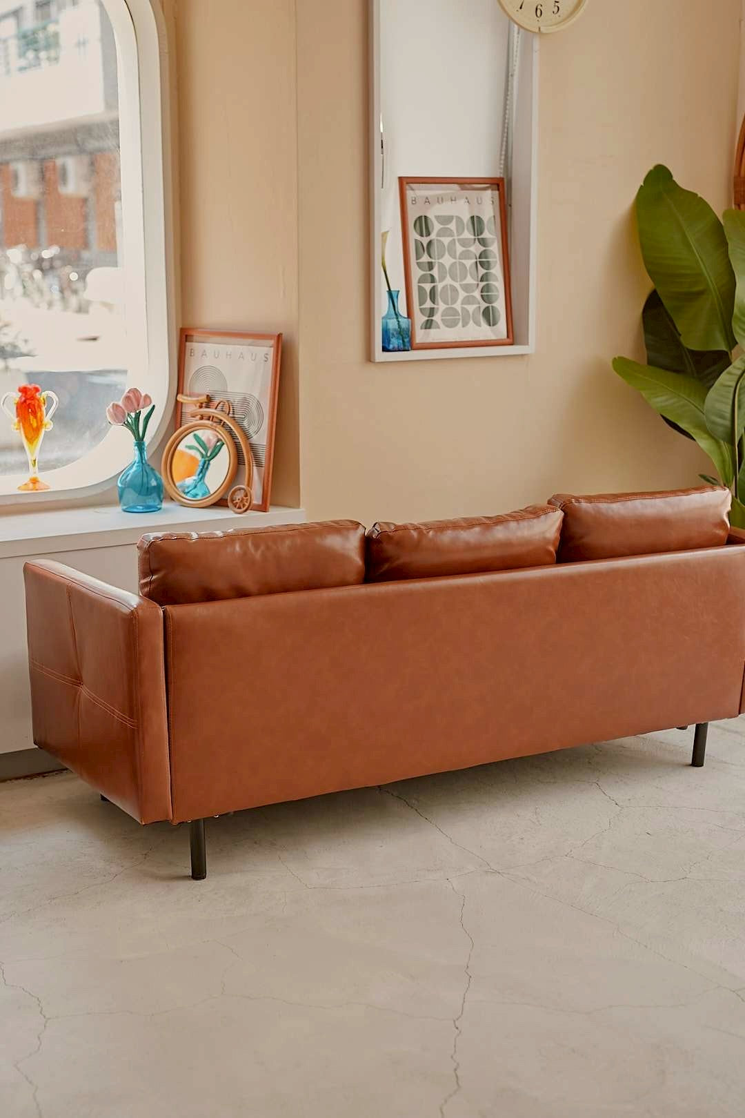 BrownLeather Ottoman Sofa