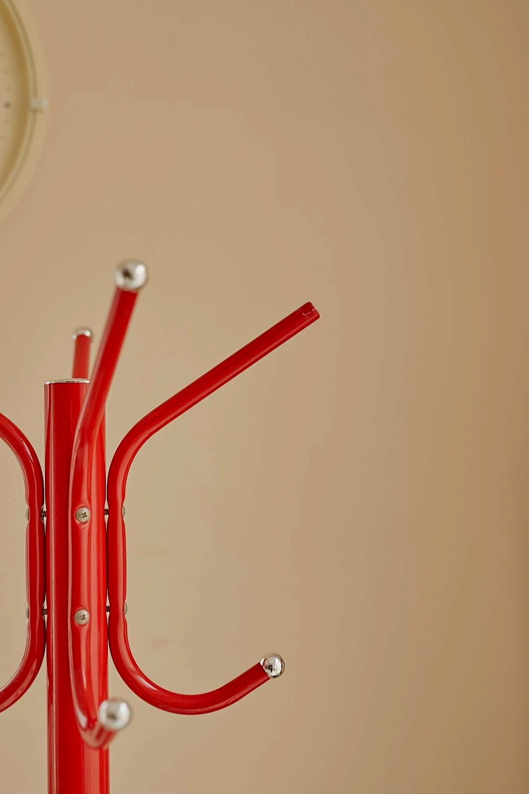 Red Metal Coat Stand