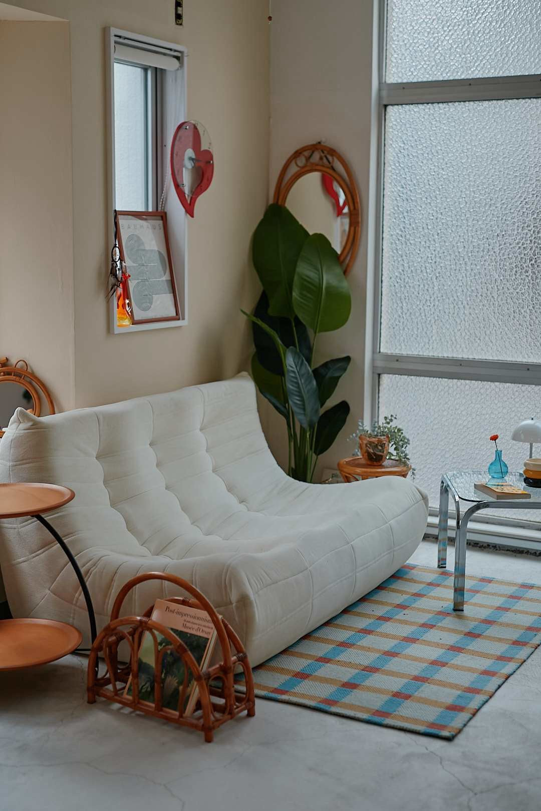 Sculptural White Low Sofa