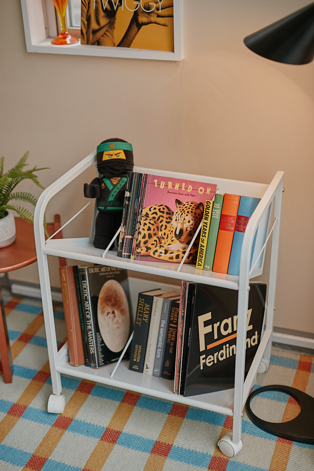 Steel Magazine Rack Cart