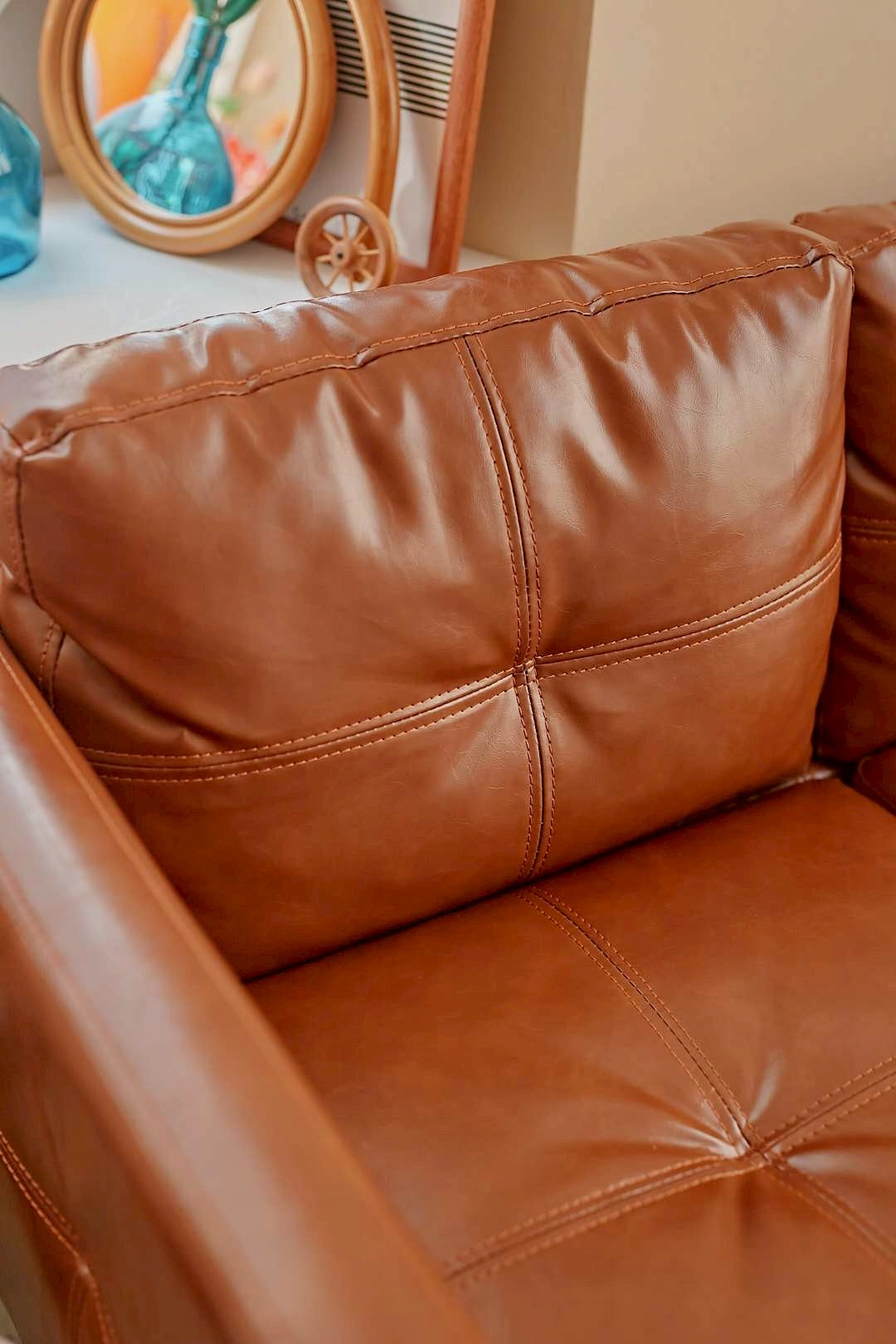 BrownLeather Ottoman Sofa
