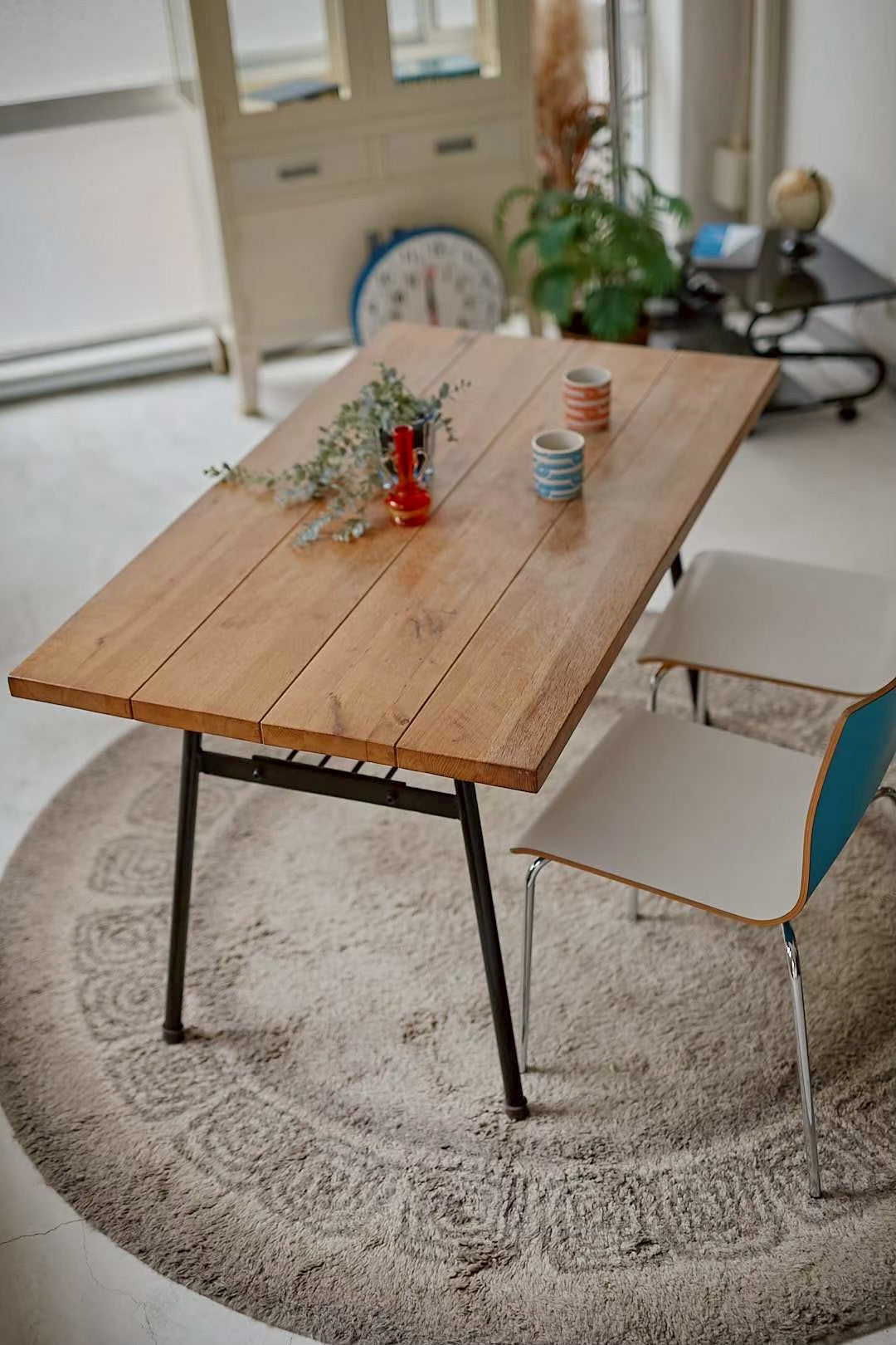 Natural wood dining table