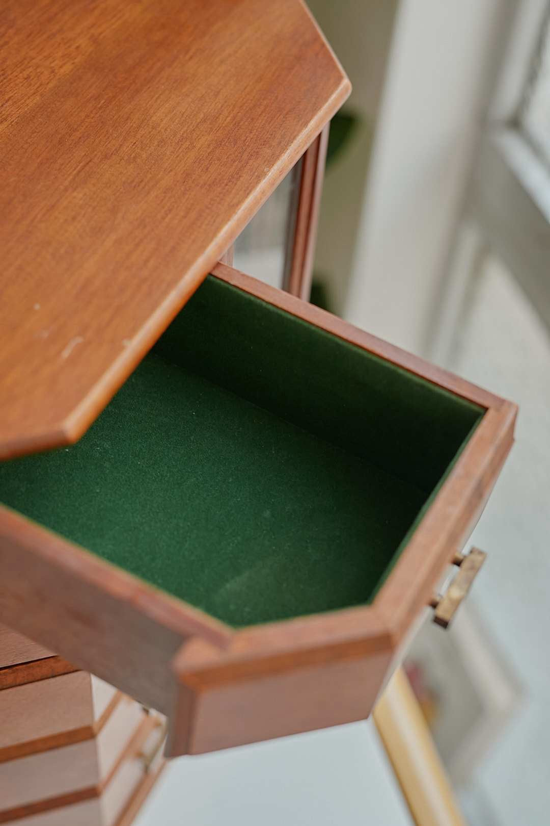 Glass door jewelry cabinet