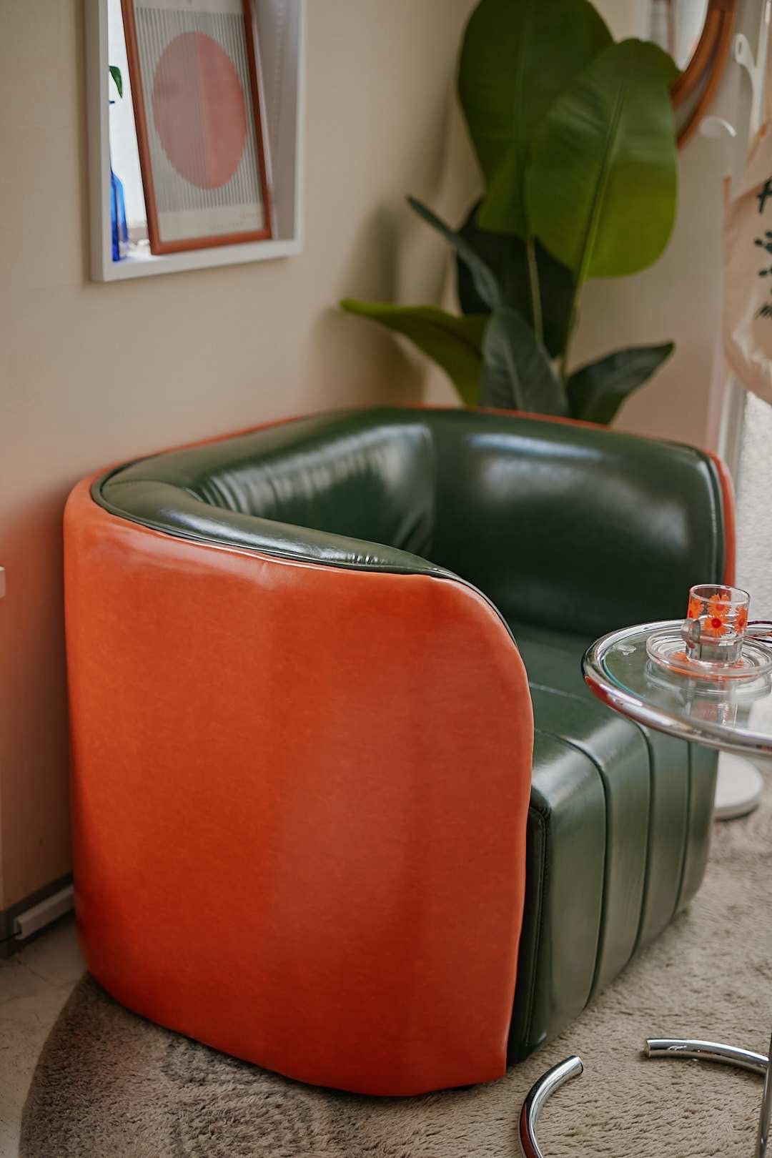 Orange×Green Vintage Lounge Sofa