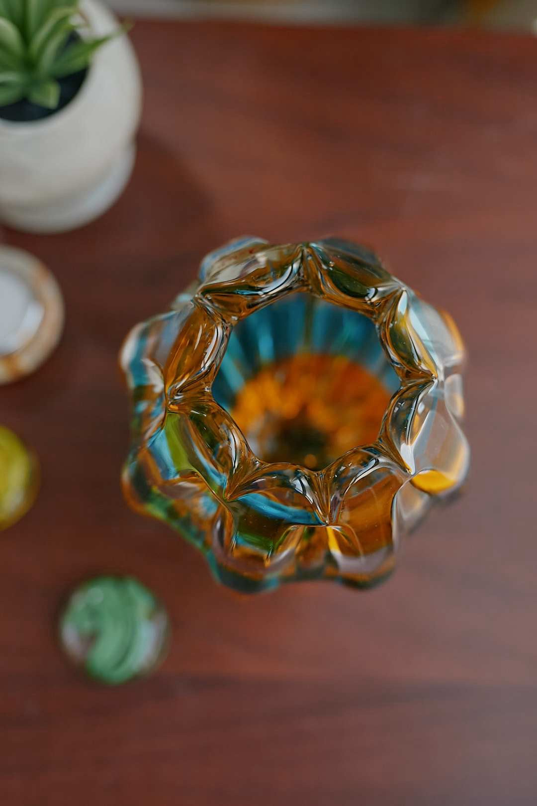 AmberBlue Art Glass Vase