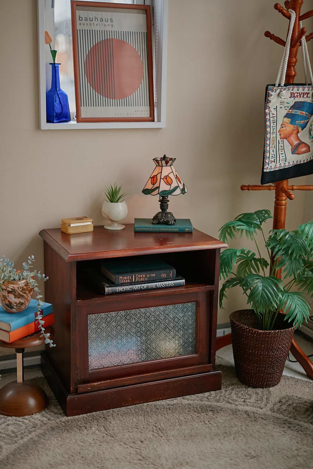 Vintage Patterned Glass Cabinet