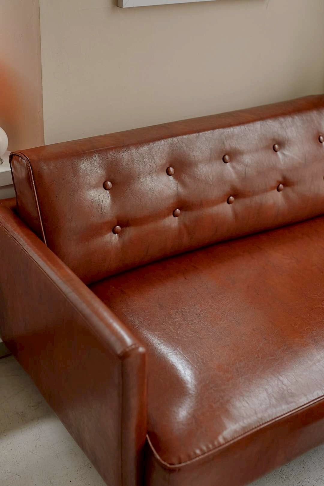 Vintage Brown Lounge Sofa & Ottoman
