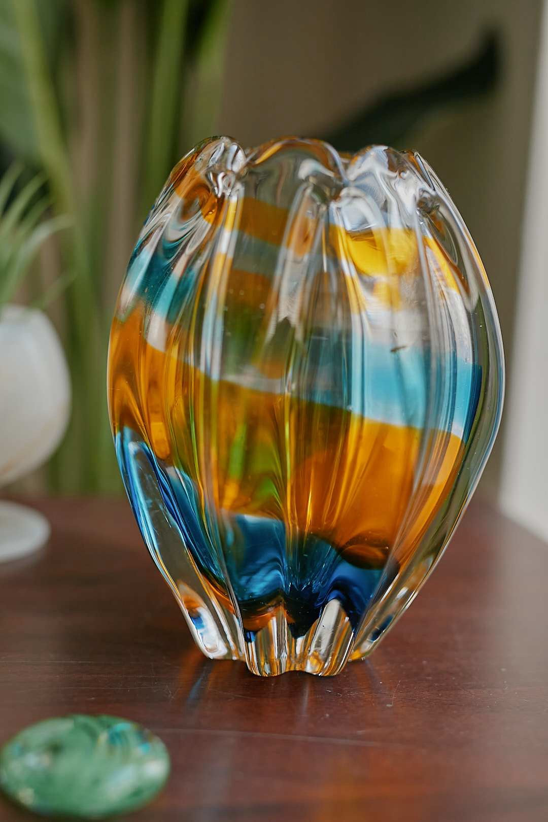 AmberBlue Art Glass Vase