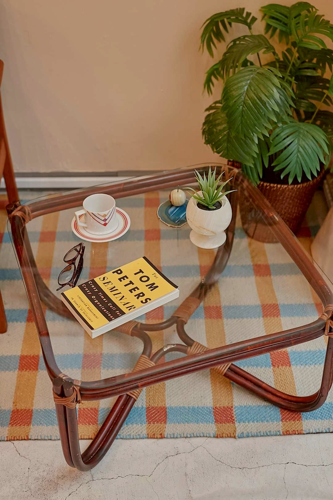 Arch Rattan Glass Table