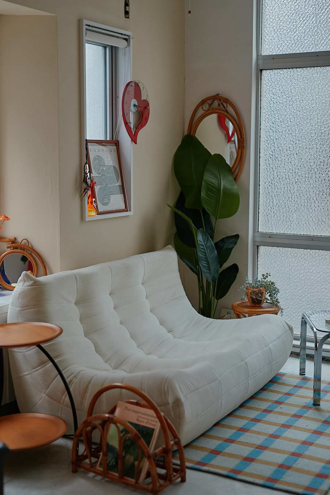 Sculptural White Low Sofa