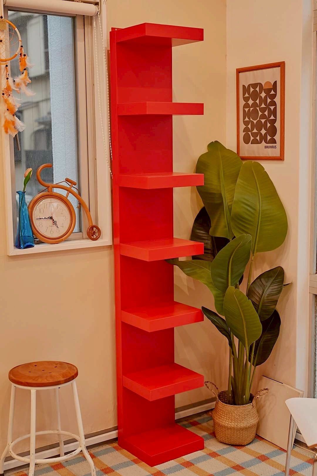 Red Step Display Shelf