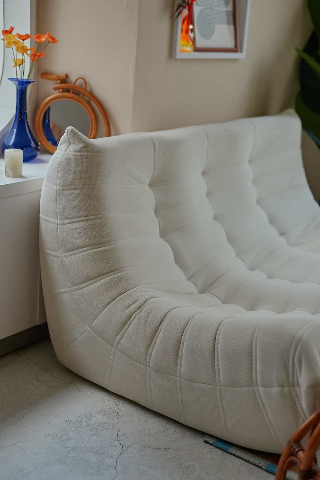 Sculptural White Low Sofa