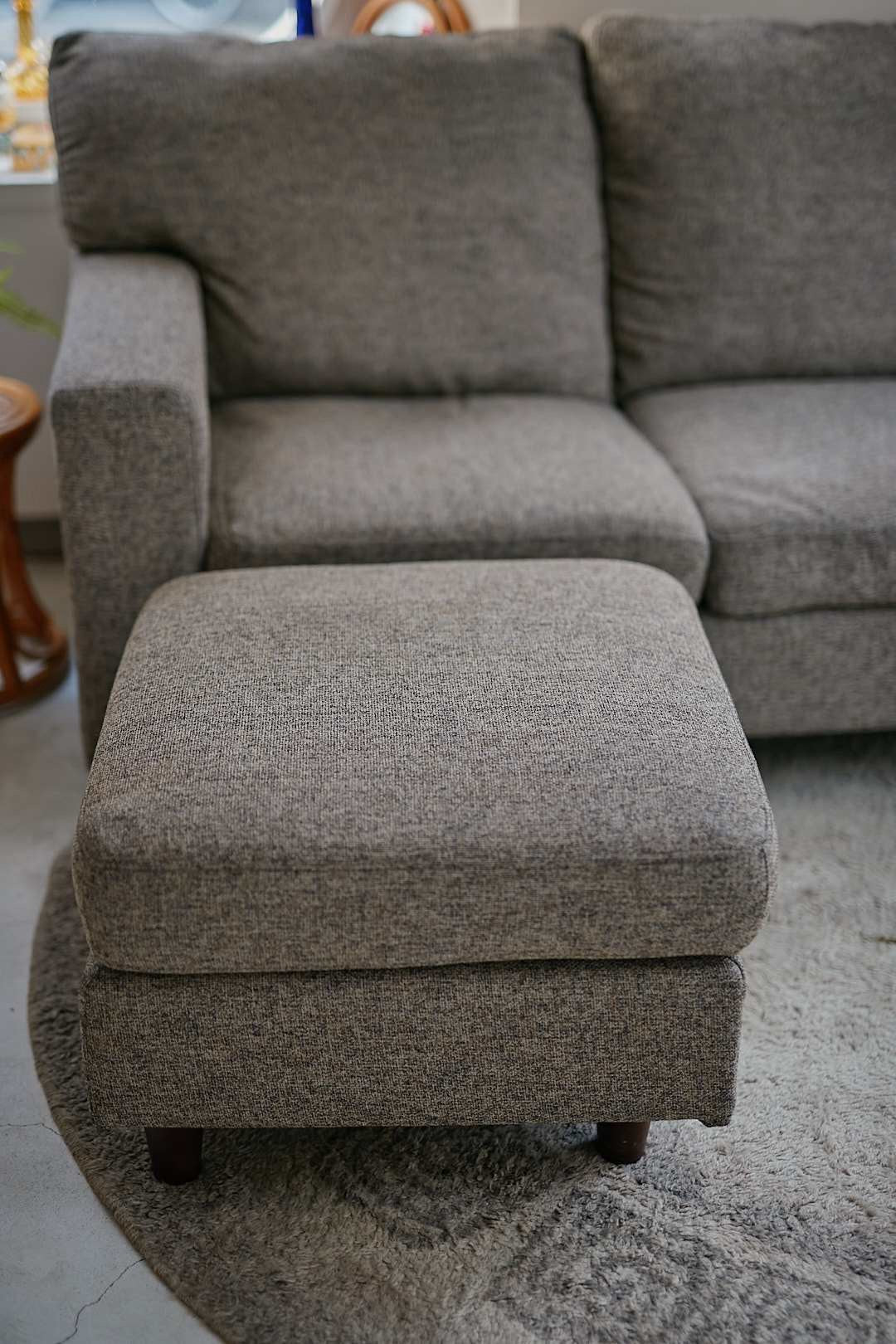 Gray Fabric Sectional Sofa with Ottoman