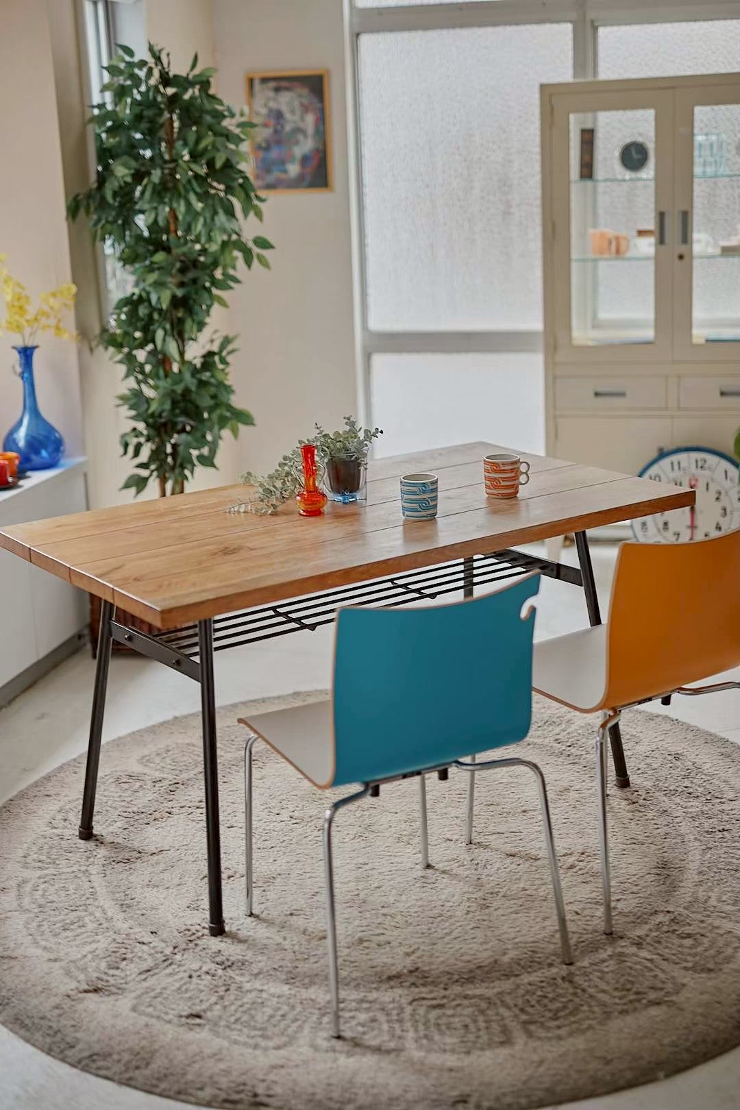 Natural wood dining table
