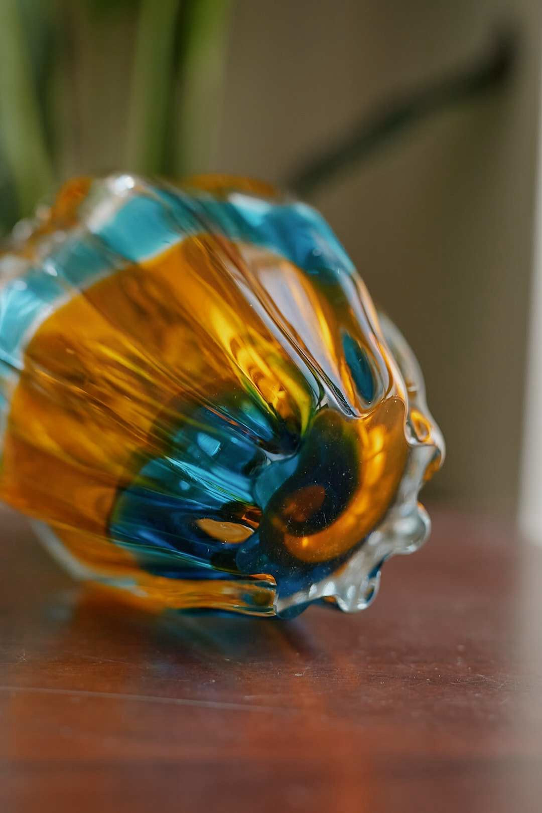 AmberBlue Art Glass Vase