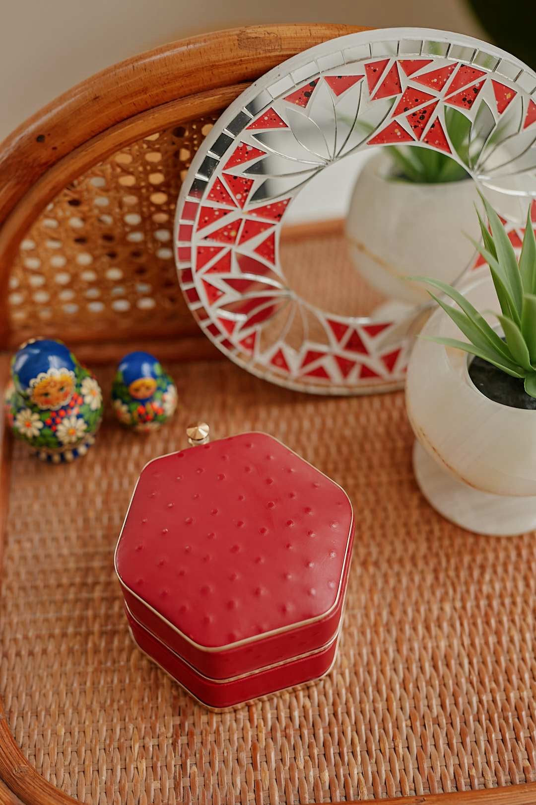 Red Hexagon Jewelry Case