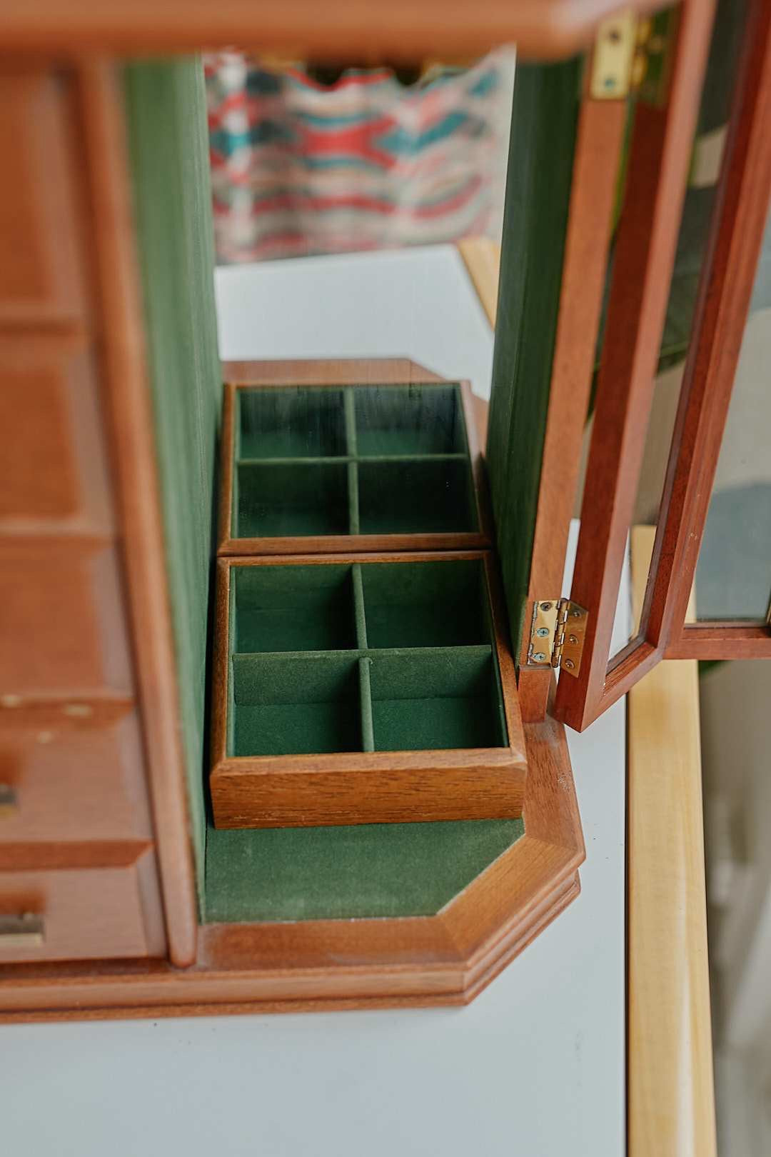 Glass door jewelry cabinet
