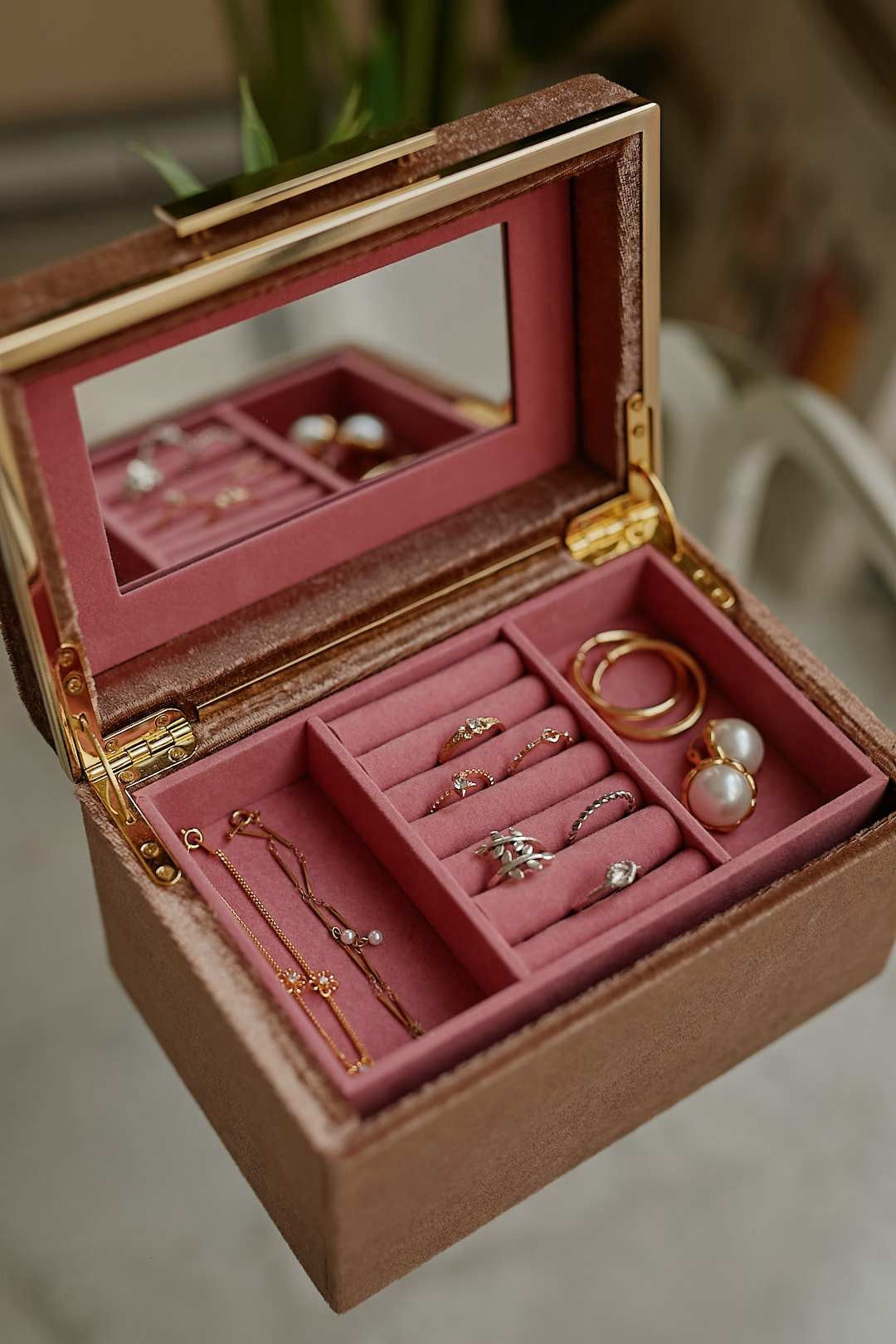 Pink Velvet Jewelry Box