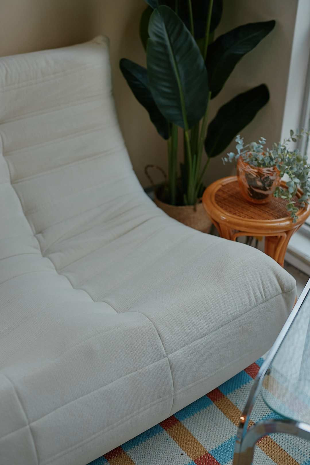 Sculptural White Low Sofa